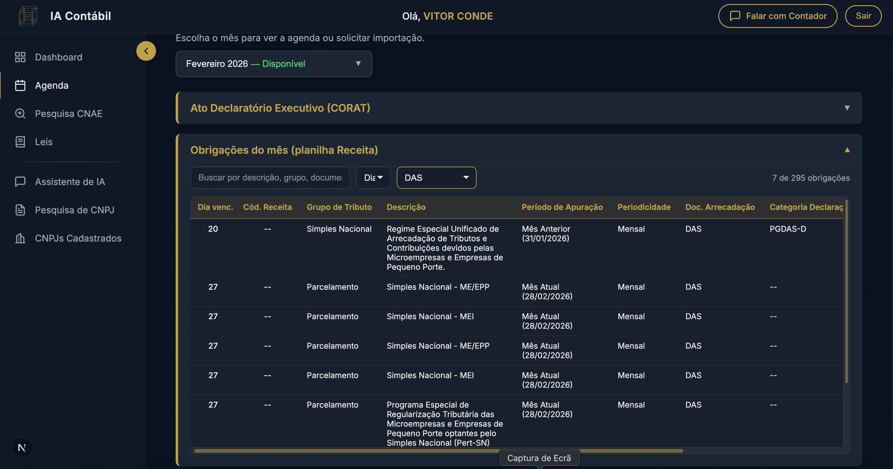 Obrigações do mês